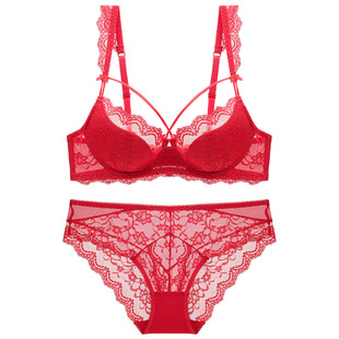 Lace Beauty-Enhancing Women's Underwear Bra with Underwire, Push-Up, Plus Size, Export Bra Set Wholesale, Breathable and Comfortable