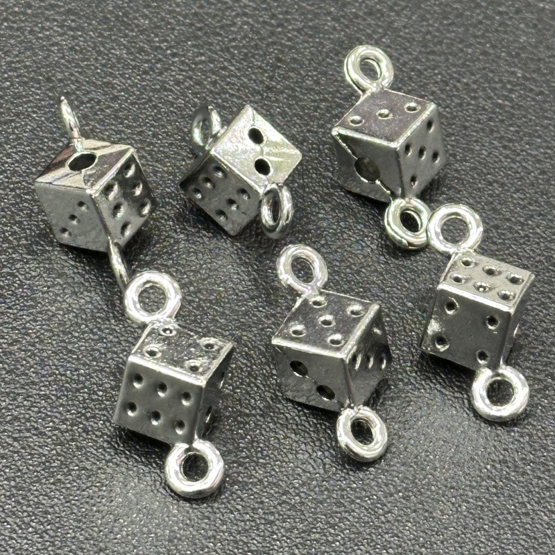 Cross-Border Square Double Dice Personalized Bracelet Waist Chain Pants Chain Necklace Dice Zinc Alloy DIY Accessories Wholesale