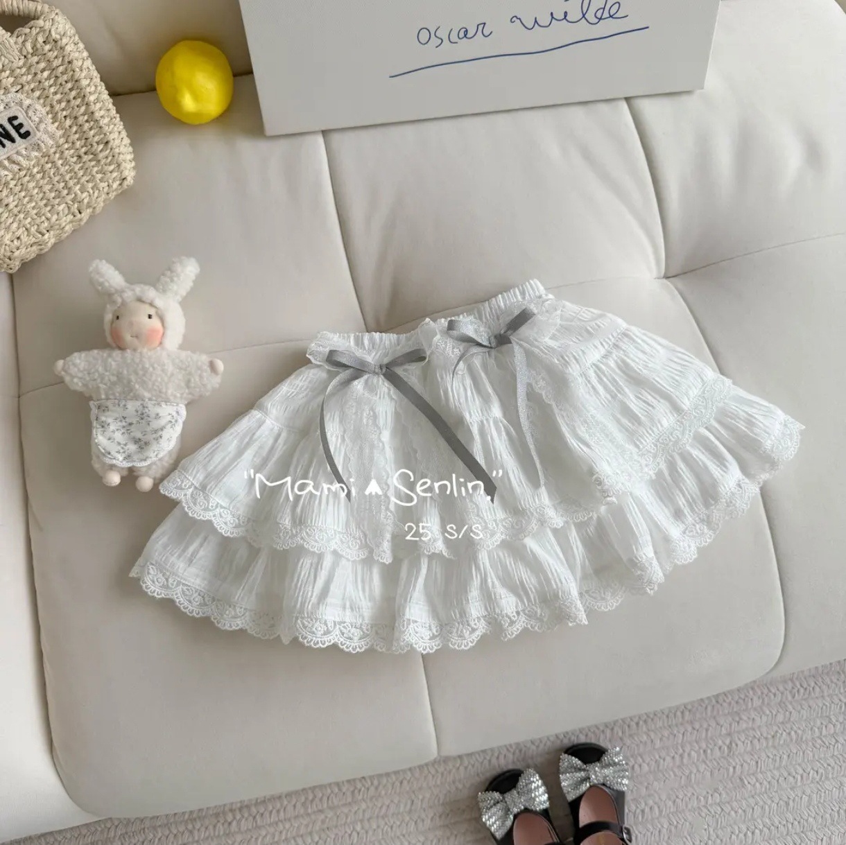 Falda de pastel de algodón fino para niñas 2025 verano nuevo estilo de encaje para niños falda de hadas falda linda para bebés