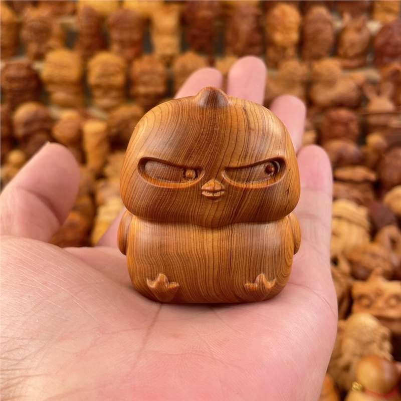 天然シダーウッド彫刻高油古材巣かわいい干支鶏かわいい鶏ホームデコレーションオーナメント|undefined