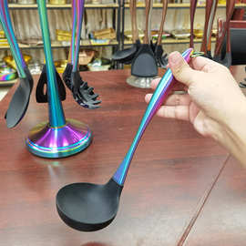 不锈钢硅胶锅铲套装 煎铲汤勺烹饪厨具套装家用炒菜铲子火锅漏勺