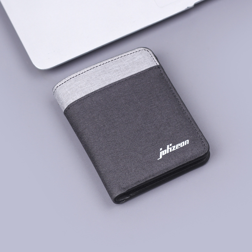Cartera de lona para hombres, bolsa de tarjetas para hombres, tela suave, cartera vertical para hombres, 5 tarjetas, cartera corta para hombres, ultra delgada