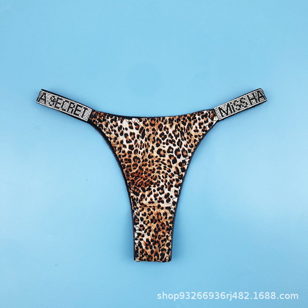 Ropa interior antibacteriana rusa con diamantes de imitación, bragas de talla grande, tanga sexy de cintura baja que levanta la cadera, antibacteriana y transpirable