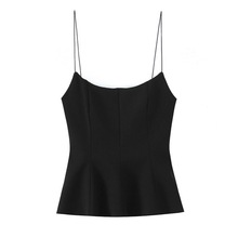 裙式下摆小吊带女法式修身性感美背上衣时尚百搭外穿无袖打底背心