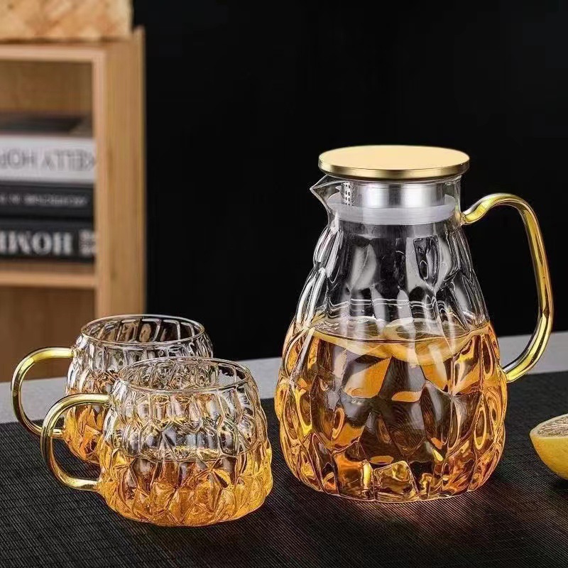 tetera doméstica de agua fría de gran capacidad bebida tetera de té tetera de agua fría tetera de vidrio de alto silicio tetera de vidrio resistente al calor tetera de té conchas