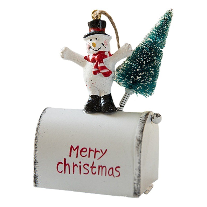 Navidad nuevo árbol de Navidad Santa Claus buzón hierro pintado decorativo colgante decoraciones navideñas