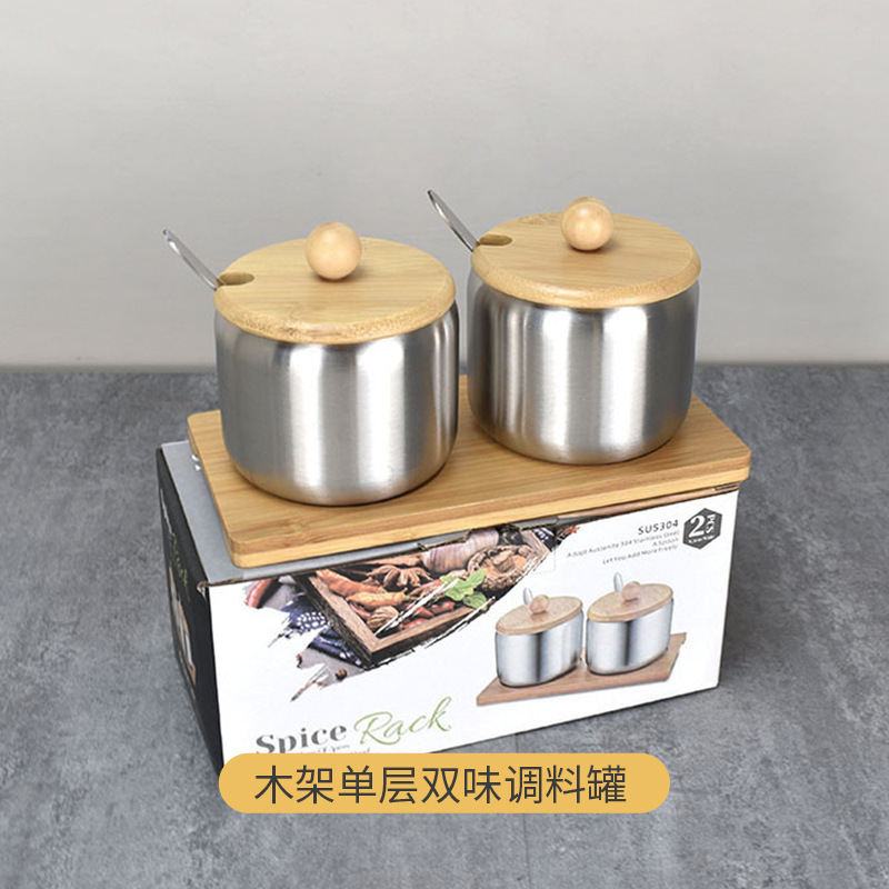 家庭用304食品級韓国式ステンレス調味料缶唐辛子油缶塩缶台所用品調味缶卸売り|undefined