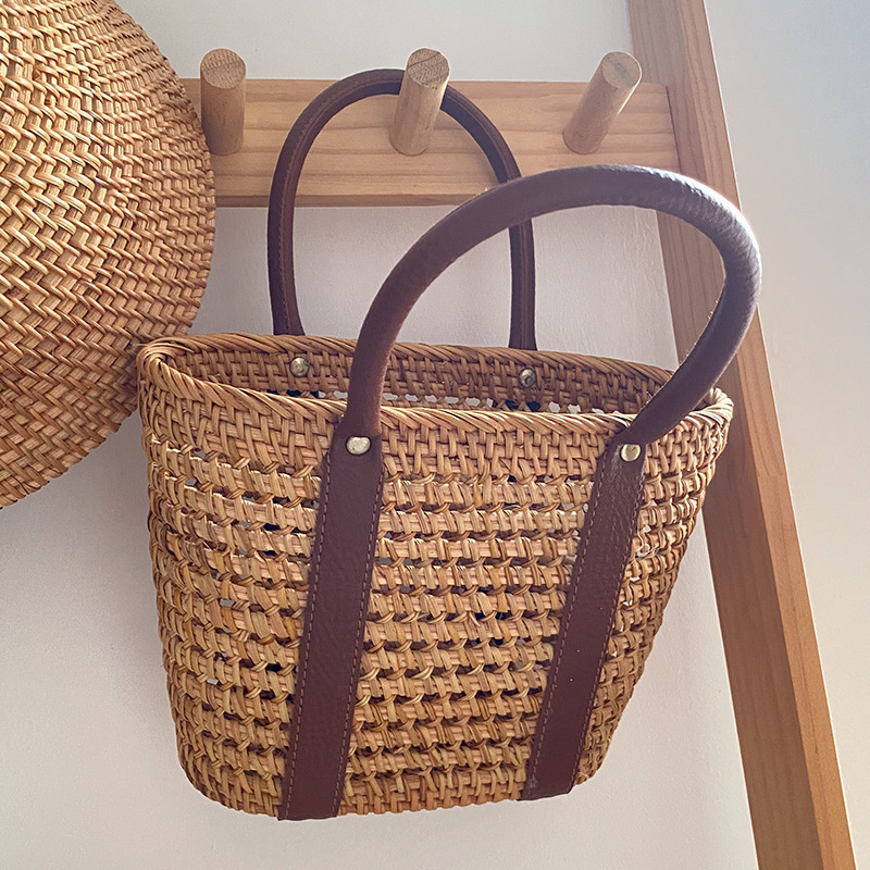 Nordic style handmade basket exotic storage picnic travel basket handmade woven handbag