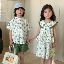 兄妹夏装儿童夏季套装男童休闲度假风2025新款宝宝韩版女童连衣裙