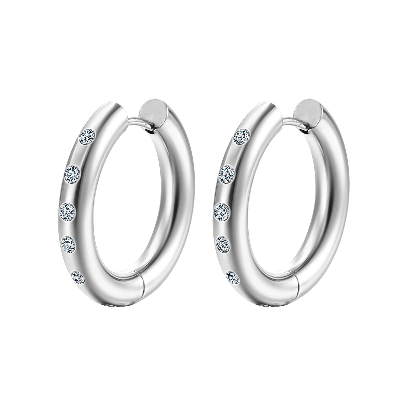 Round Pattern Women'S Gender 1 Pair Fashion Round Plating Inlay 201 Stainless Steel Rhinestones 18K Gold Plated Earrings