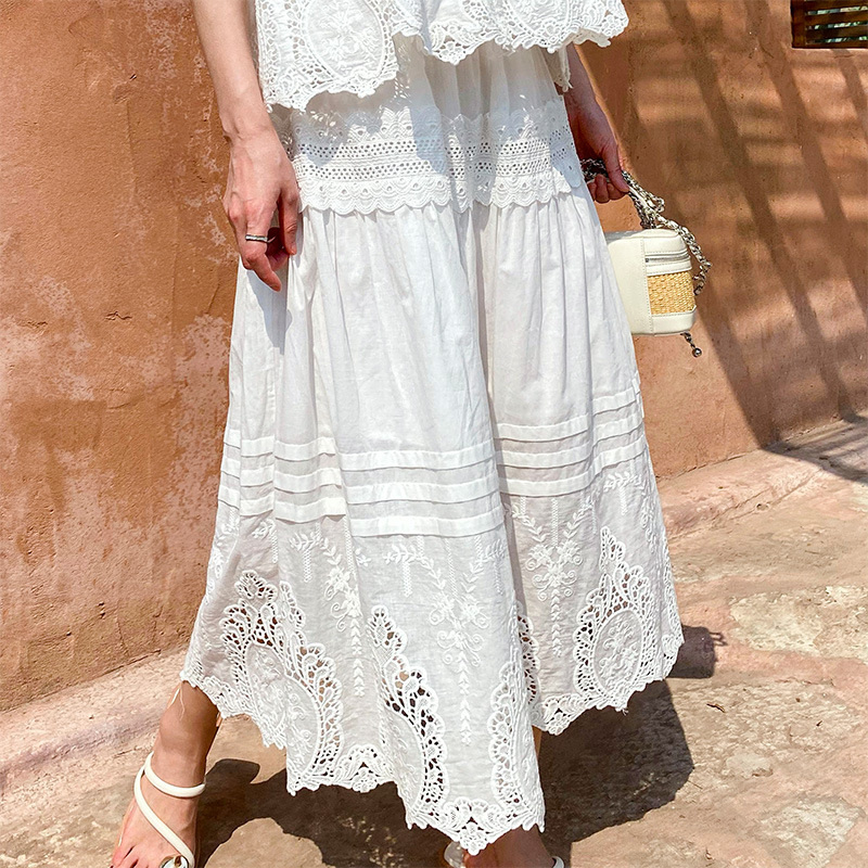 Boxifeng chaleco blanco top falda traje mujeres vacaciones francesas top hueco Shenzhen Nanyou ropa de mujer verano