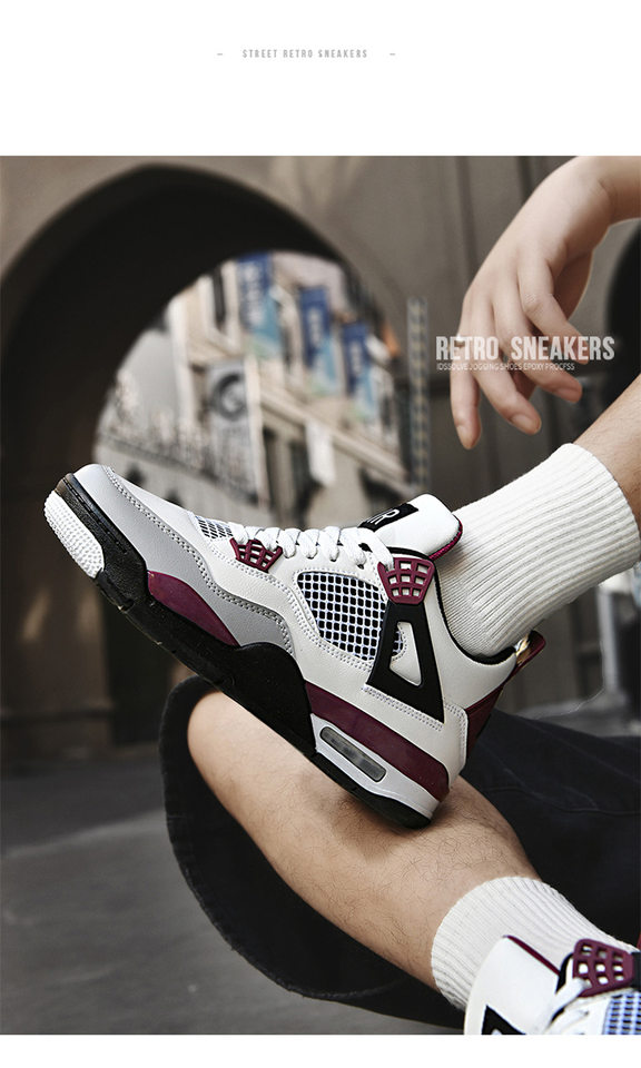 Giày sneaker thể thao cổ thấp đế dày chống trượt, thân da nhân tạo thoáng khí, dáng giày bóng rổ — Mẹ điện, Paris, thần sấm sét, xi măng trắng chi tiết 26