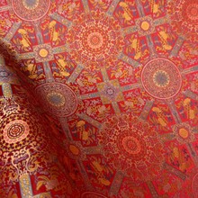 大红色 八达运织锦缎提花仿宋锦绸缎面料 中国风旗袍外套服装料J