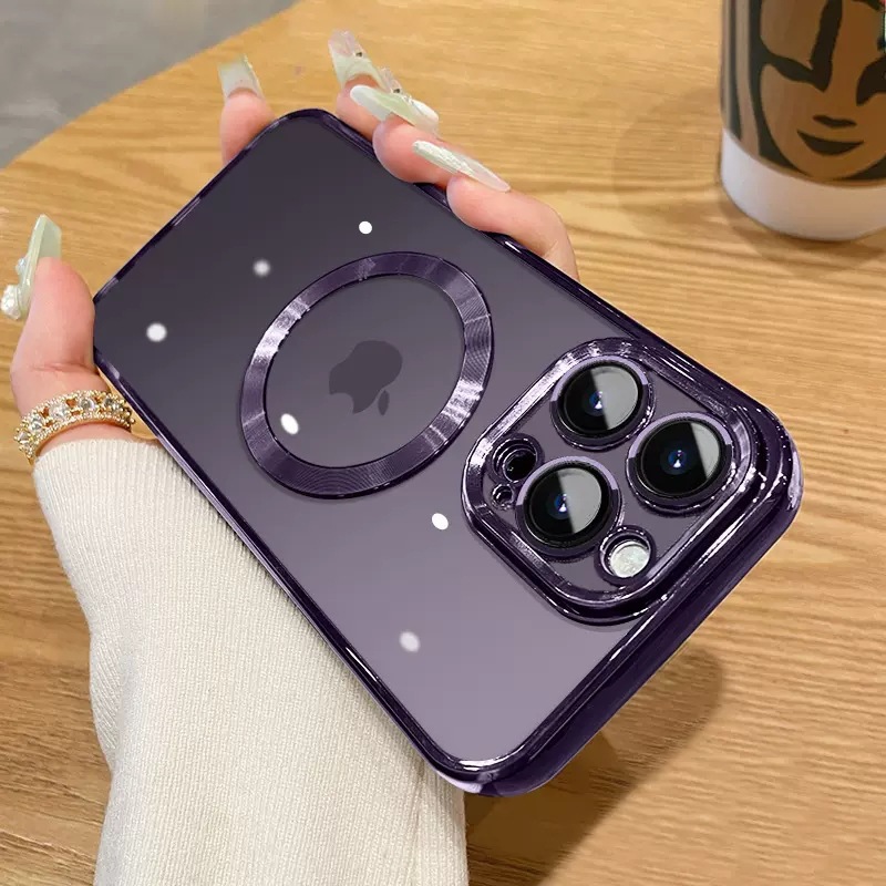Magnético galvanizado para iPhone17promax caso de teléfono celular transparente película de lente manzana 12 todo incluido caso a prueba de caídas 11