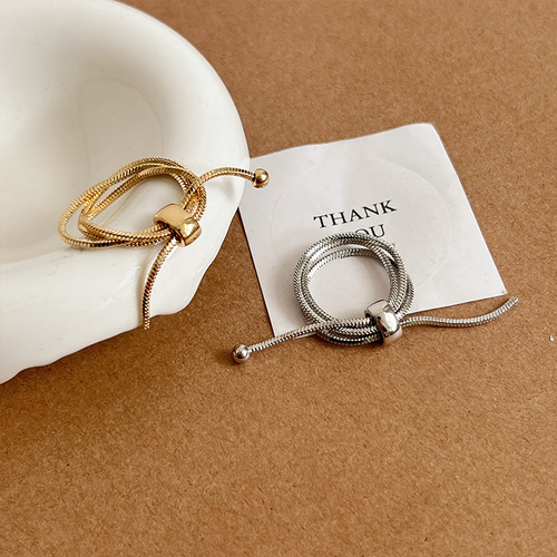 Gold chain ring for women, ins trend, light luxury, cool style, niche design, high-end index finger ring, adjustable ring