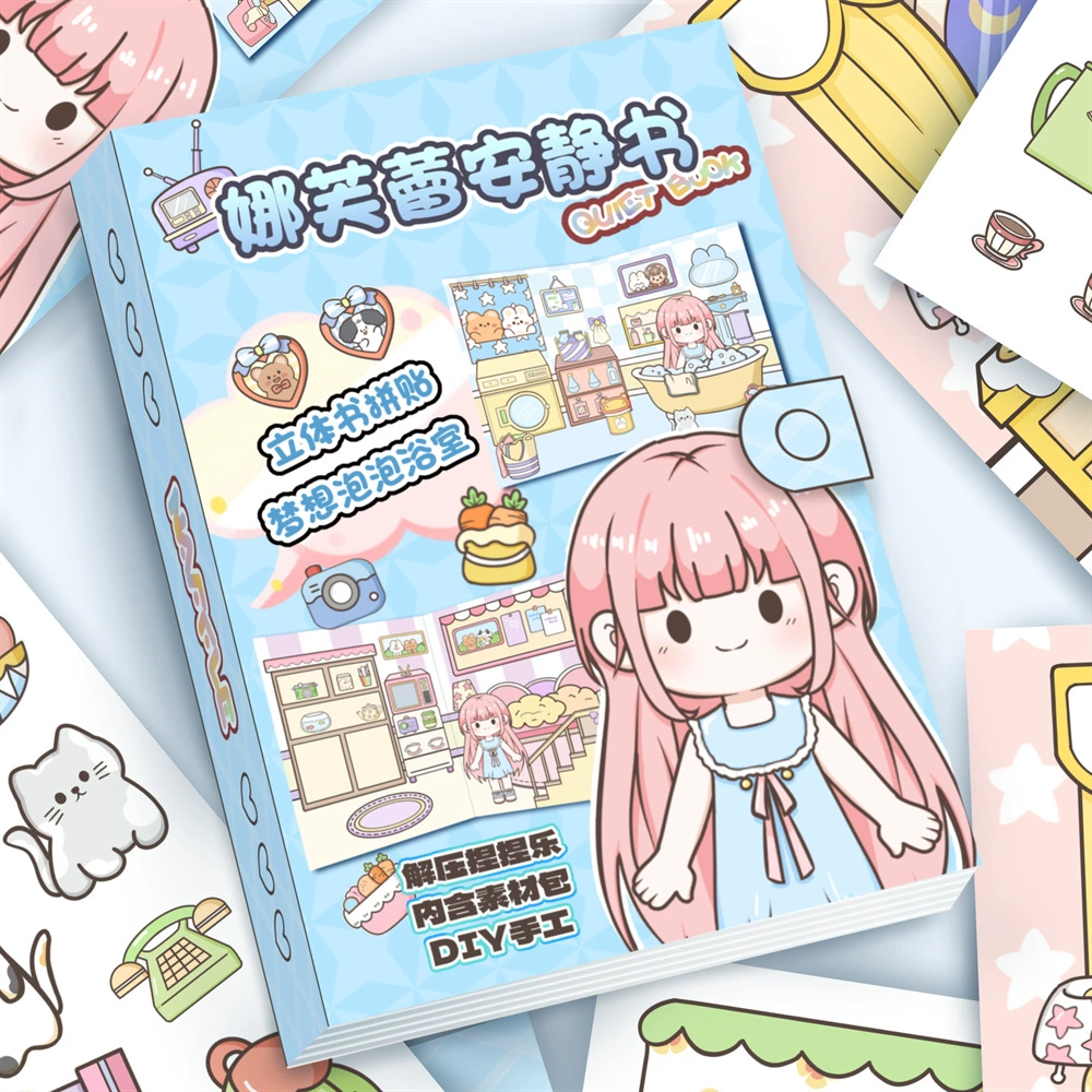 Тихая книга Nafre, детская книга для рукоделия без вырезов, мягкая милая 3D-наклейка «сделай сам», книга-журнал для девочек.