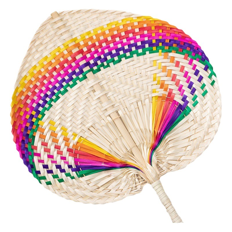 Fábrica en stock hecho a mano en forma de melocotón ventilador de bambú verano fresco grande Pu Fan color creativo mano ventilador de girasol ventilador al por mayor