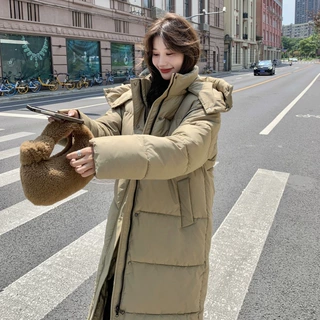羽绒棉服女2026年冬季新款过膝棉袄oversize棉衣中长款加厚外套潮