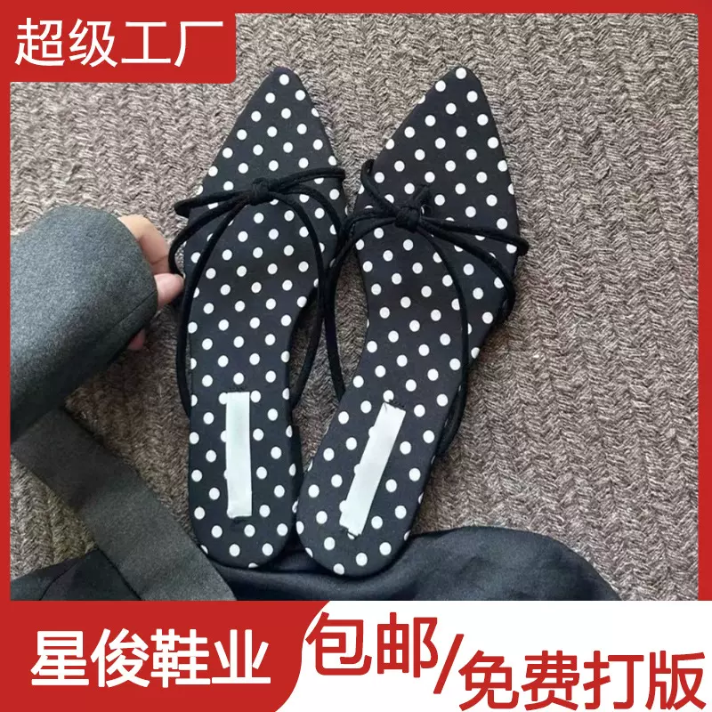 法式新品~度假风波点夹趾人字拖鞋女春季新款气质露趾细跟凉鞋