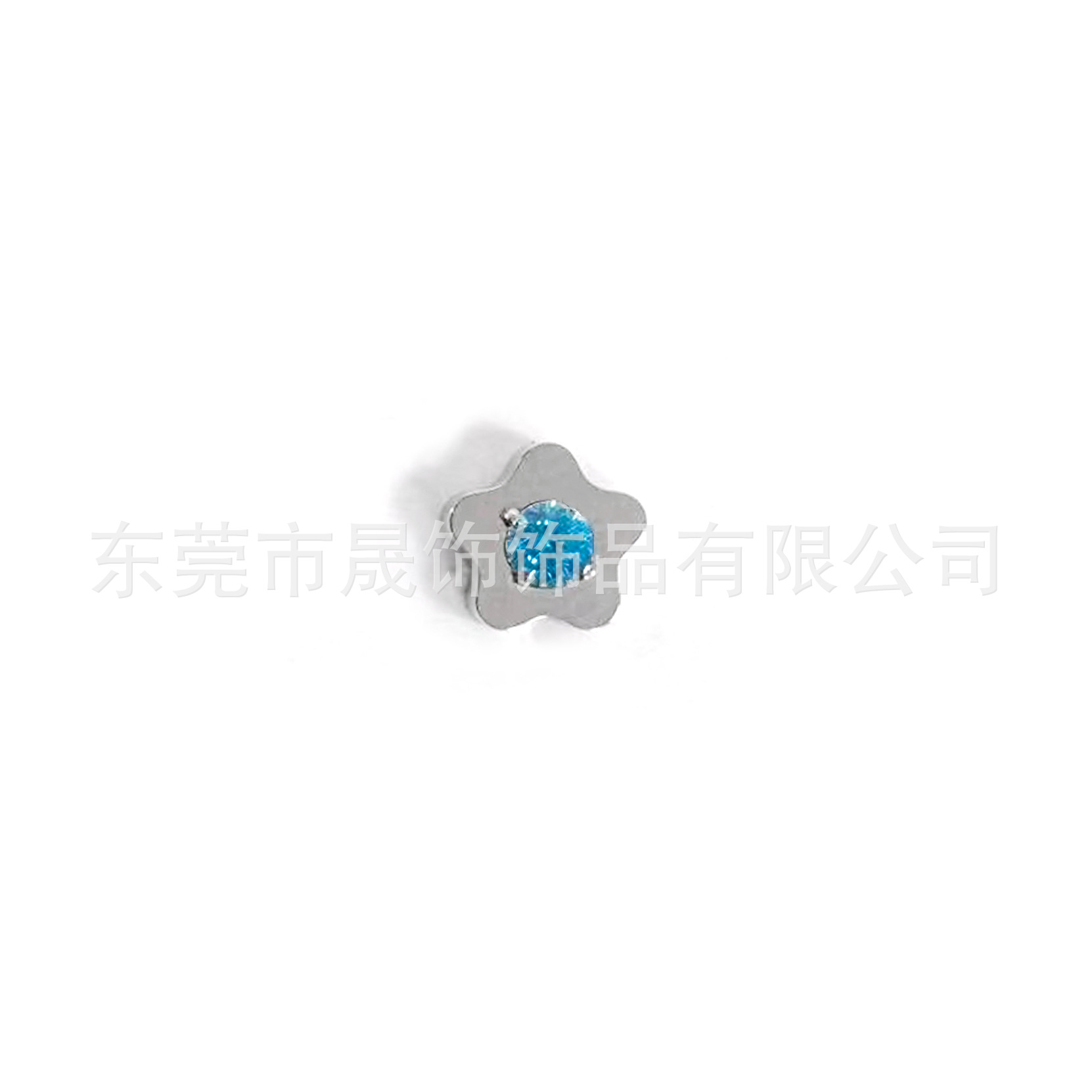F136钛合金圆锆单钻花朵耳钉镶5A锆石耳骨钉G23钛内螺纹穿刺饰品