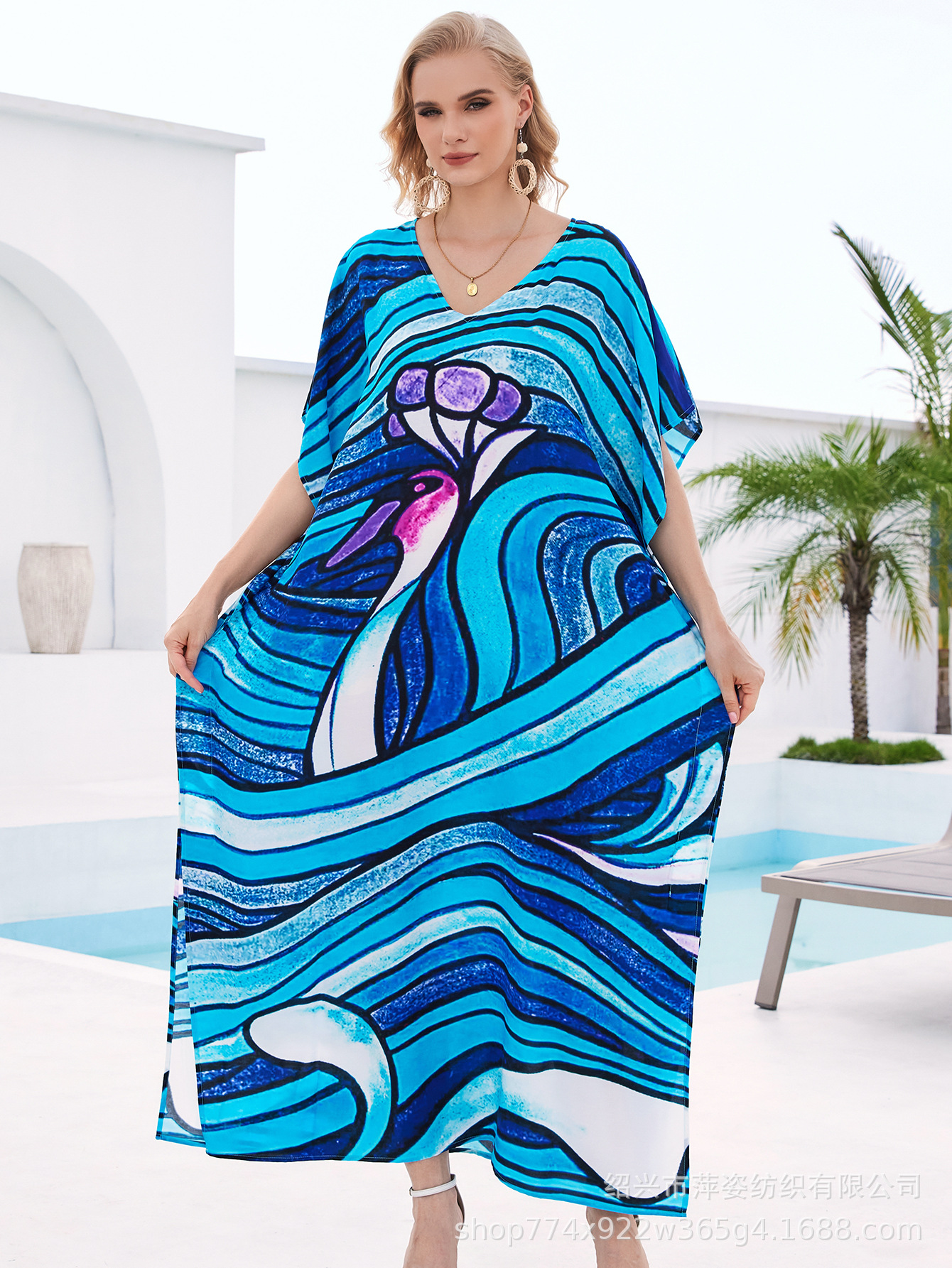 Camisas de playa de algodón impresa bata de vacaciones bikini con trajes de baño camisa buñuelo nuevo 45 - 1