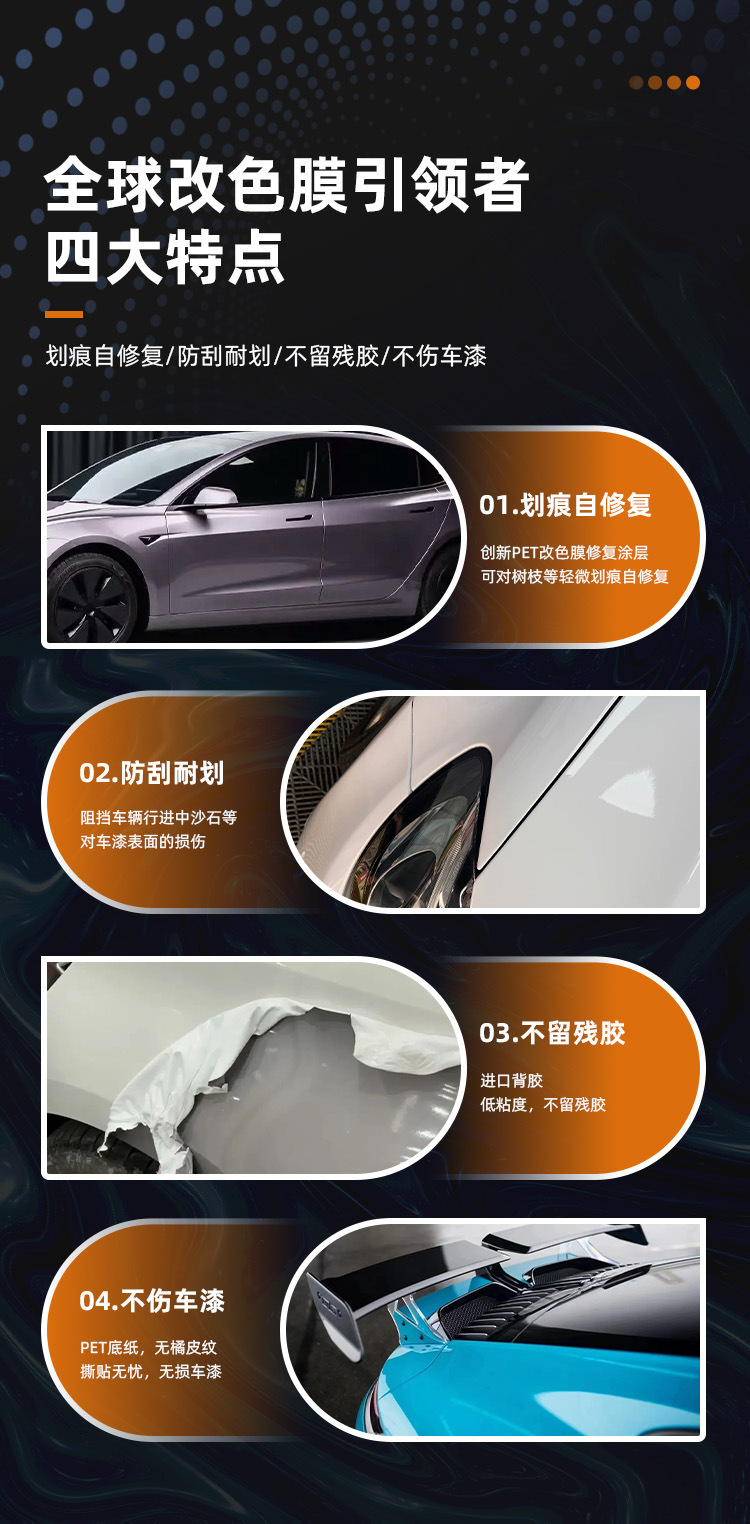 New color-changing film TPU car wrap, cross-border foreign trade PPF self-repair film, factory direct wholesale color-changing film