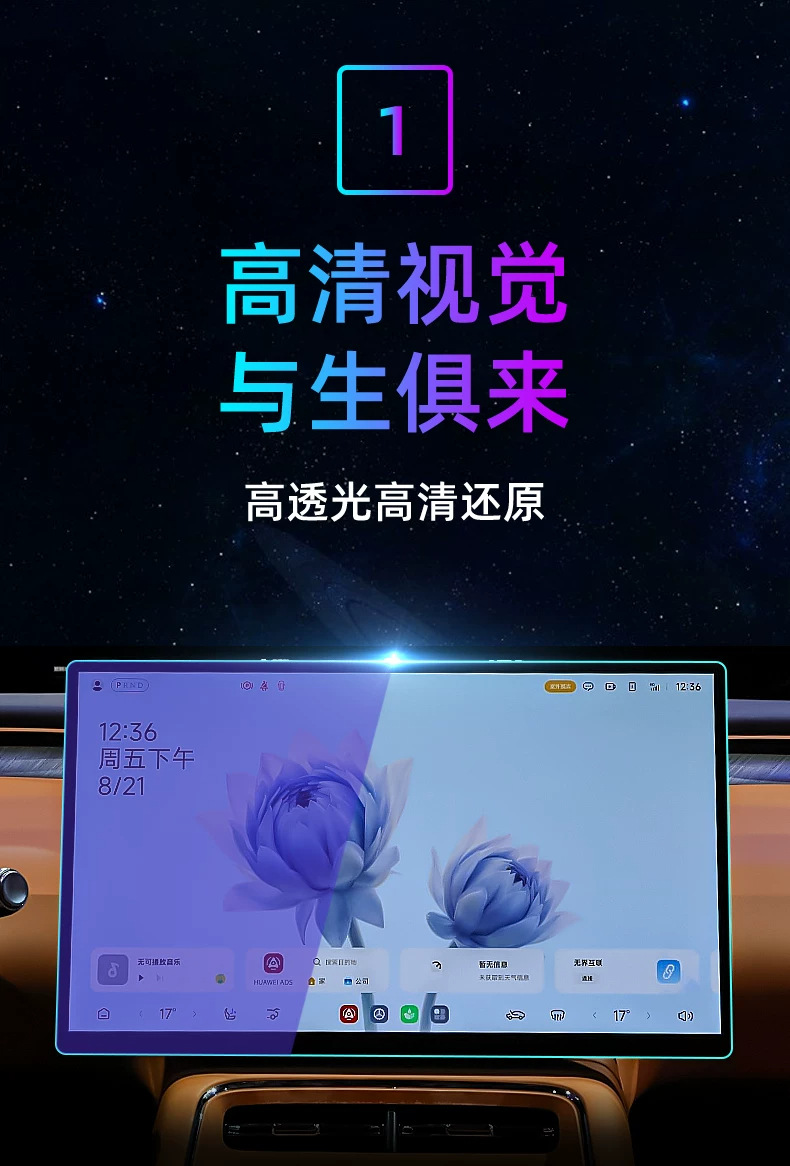 Suitable for the 2027 Jihu T7 model: tempered glass screen protector for the central control system, car navigation screen, and instrument panel; also used for display screen protection and instrument