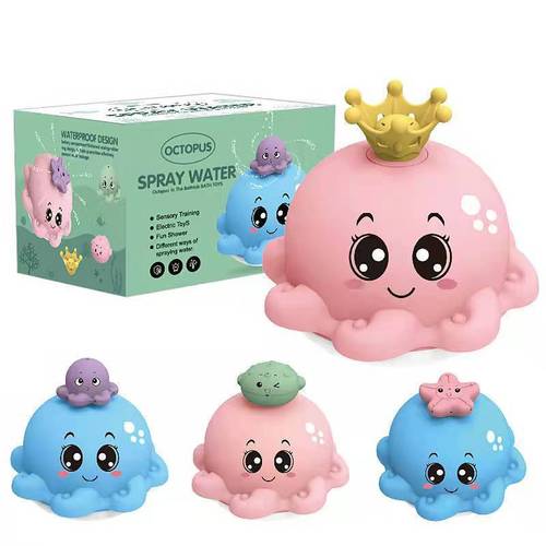 Matching Electric Sensing Water Spray Ball Baby Bathroom Bath Lighting Music Water Play Toy Water Spray Whale