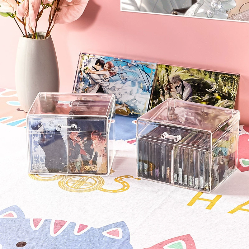 Аcrylic table storage box, transparent colored paper, badge, stand