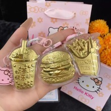 新款黄金999奶茶KT猫钥匙扣手机挂件含金片包挂件送亲戚朋友