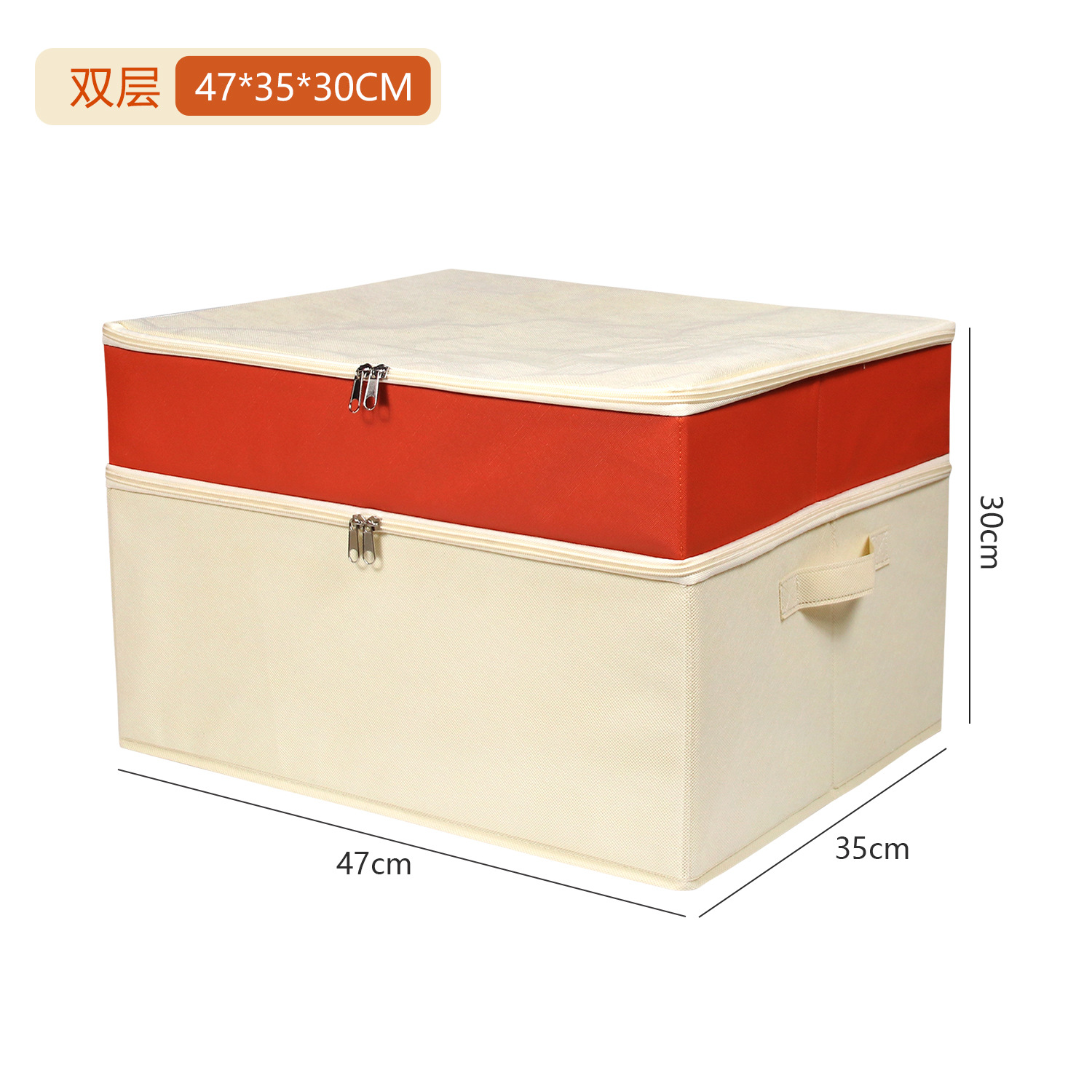 新品双层布艺收纳盒无纺布PU拼接棉被袋便携式大容量整理收纳袋