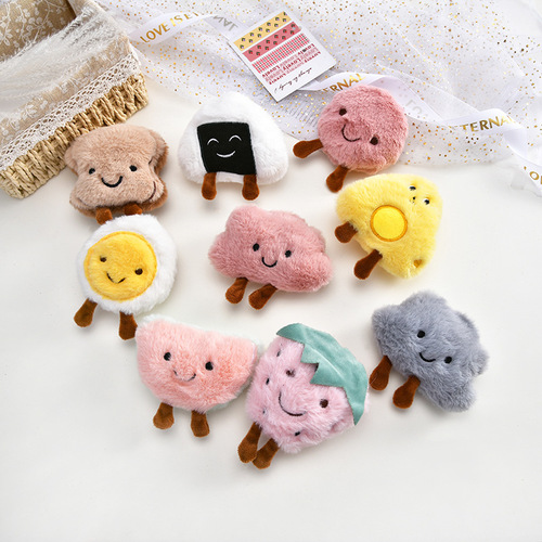 Japanese and Korean embroidery cotton-filled food doll DIY plush brooch hairpin material scarf keychain pendant wholesale