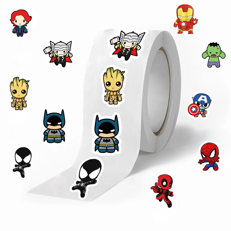 500 sheets/roll roll roll paste cross-border hot tape Marvel expression hand account material decorative envelope sealing paste