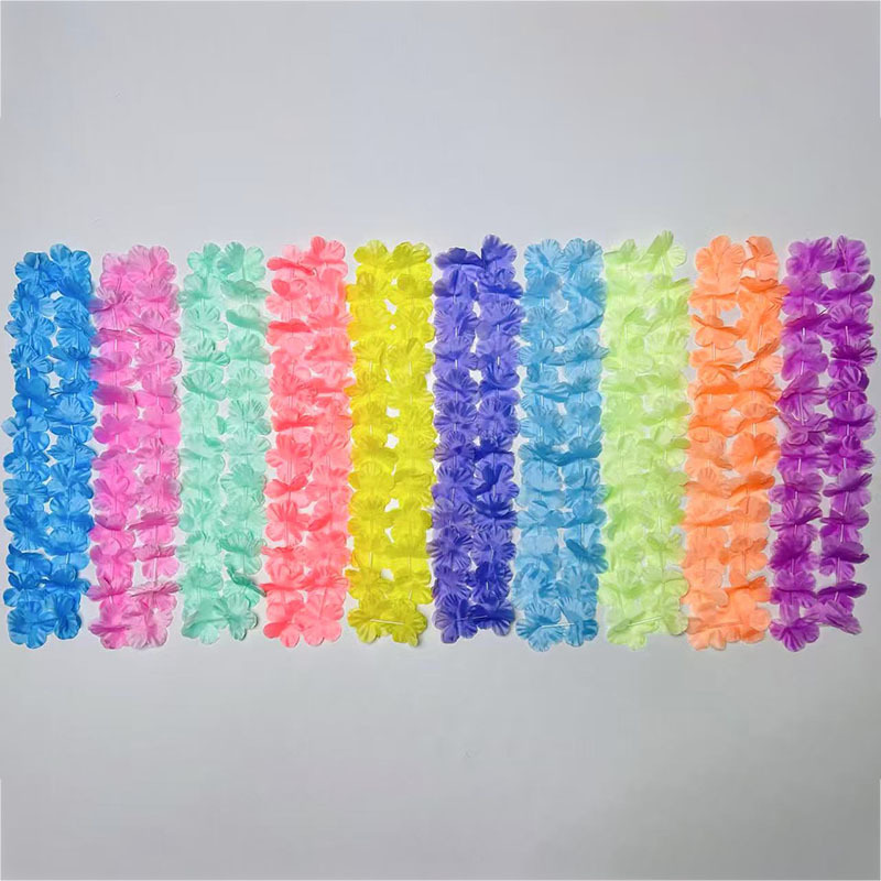 Transfronterizo hawaiano colorido 24 pétalos de 6 cm ceremonia de graduación espectáculo de guirlandas de poliéster fabricantes