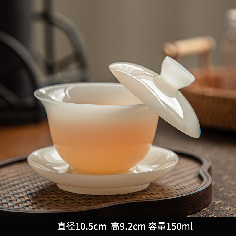 璞玉悬停防烫三才盖碗陶瓷茶杯敬茶碗家用功夫茶杯大号不烫手盖碗|undefined