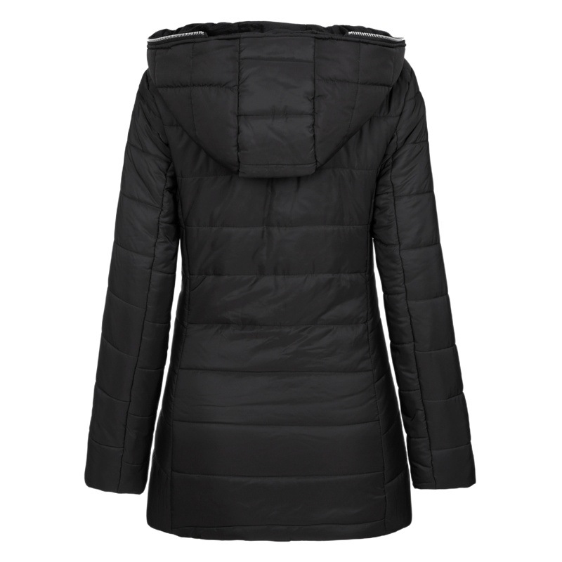 AliExpress Amazon chaqueta de algodón de terciopelo de manga larga con capucha chaqueta de invierno con cremallera de longitud media 9988 # Venta caliente transfronteriza