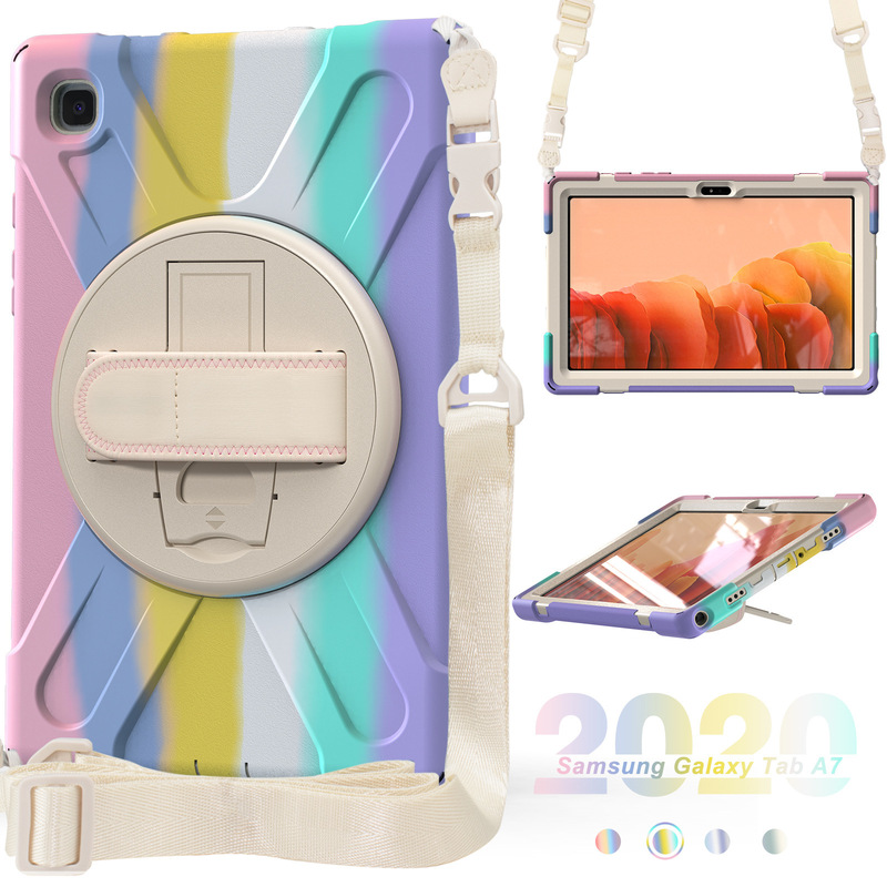 Applicable to Samsung tab a7 t500 tablet silicone case T505pc shoulder strap three-proof T507 protective case drop-resistant shell
