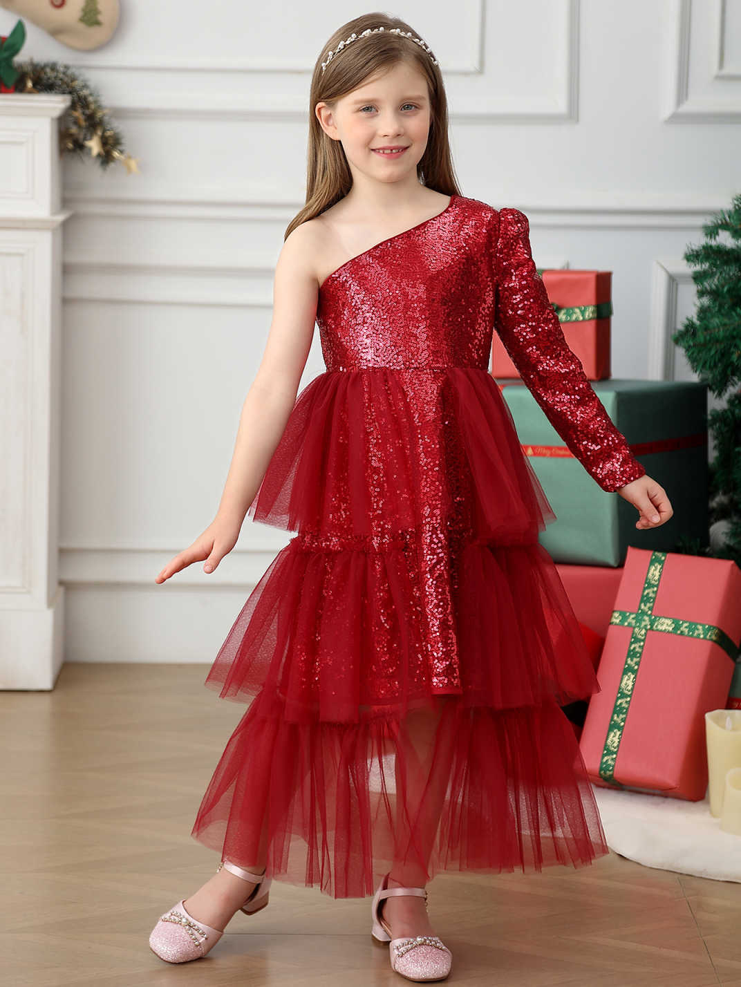 Transfronterizo amazónica de chicas de sequillas de encaje vestido de princesa vestido de navidad vestido de cumpleaños para niños