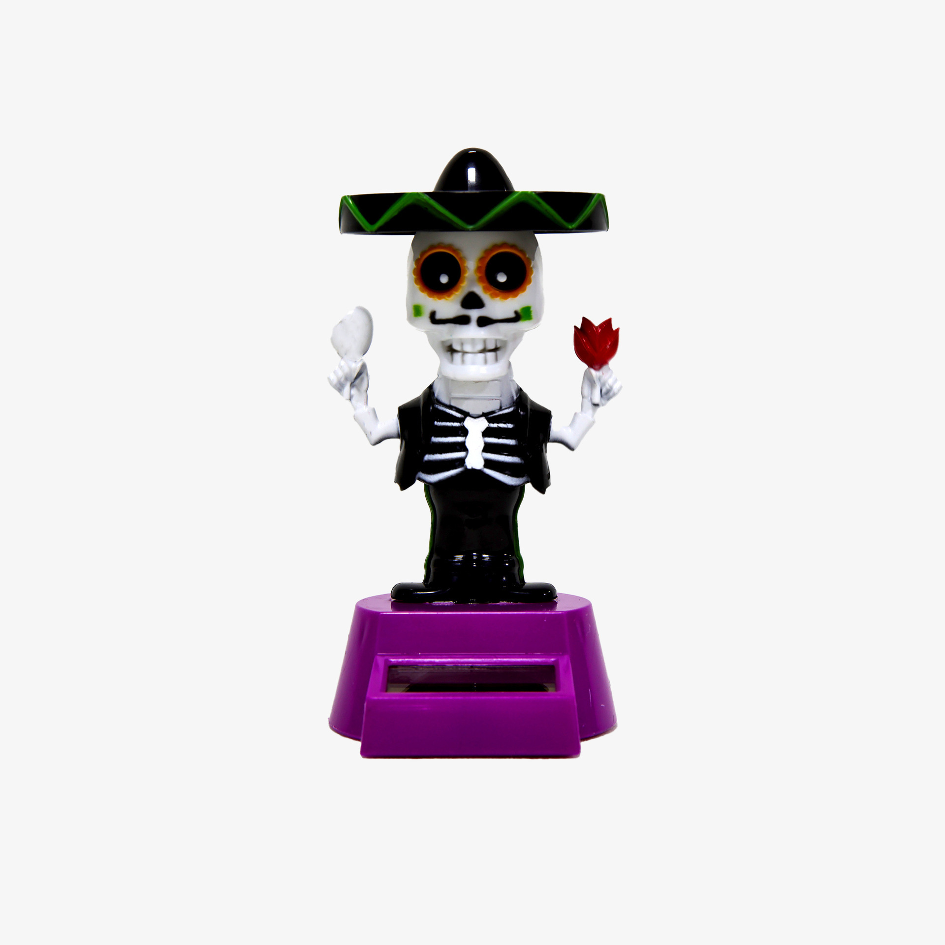 Venta caliente transfronteriza solar Halloween esqueleto bruja coche fantasma sacudiendo automáticamente la cabeza decoración interior del coche se puede vender al por mayor