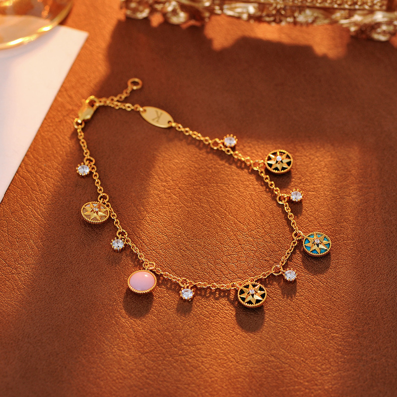 Compassel Bamang Star Bracelet Natural White Fritillaria Agate Light Luxury Niche Design Mix and Match Stacked Wearing Bracelet Wholesale for Hair