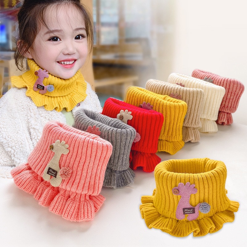 Bufandas de cuello para niños otoño y invierno caliente suave a prueba de viento tejido protector de cuello para niños y niñas, cuello de lana de ciervo frío