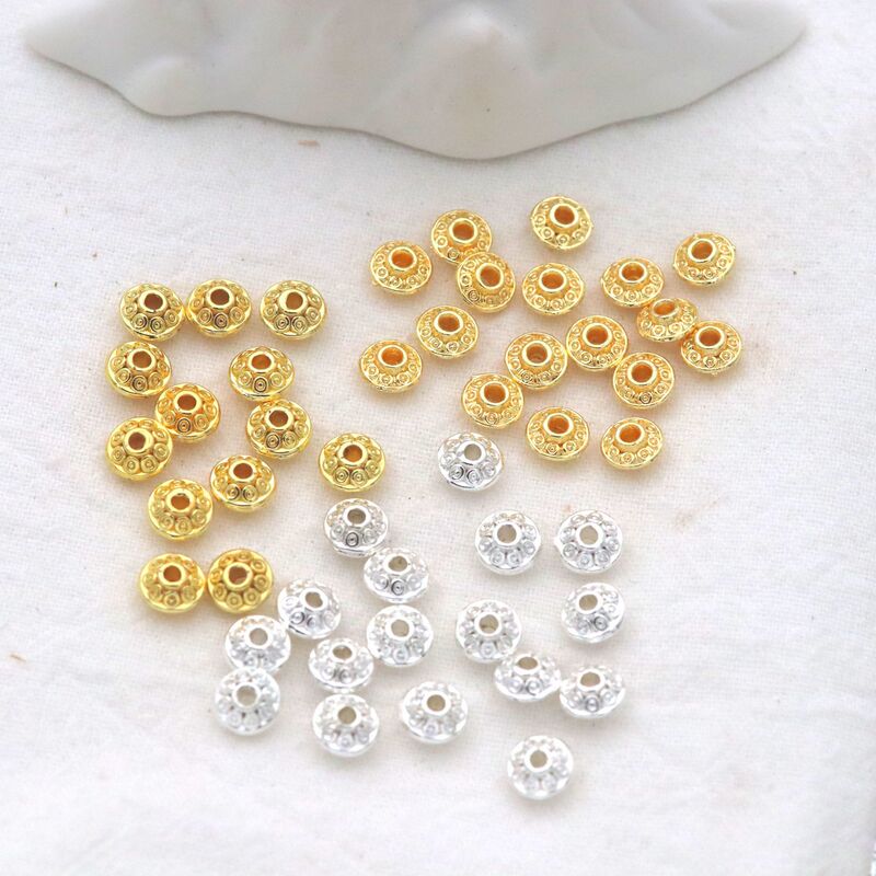 14k gold color retention flying saucer bead sand gold vintage abacus bead embossed spacer hand necklace diy jewelry accessories 14k gold color retention flying saucer bead sand gold vintage abacus bead embossed spacer hand necklace diy jewelry accessories