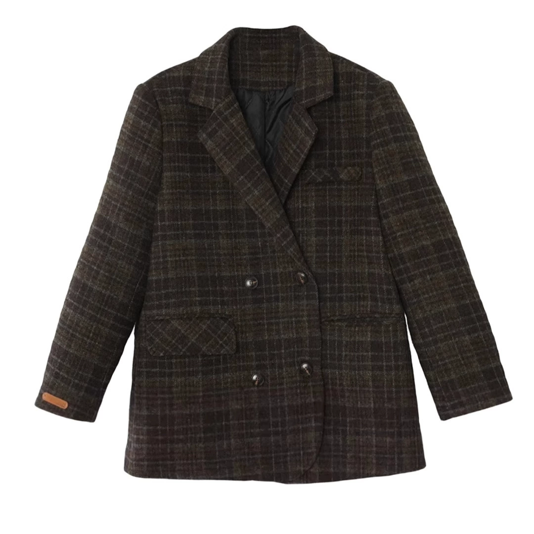 Двустороннее шерстяное кашемировое тренч-coat, расширенный размер, осенний жакет