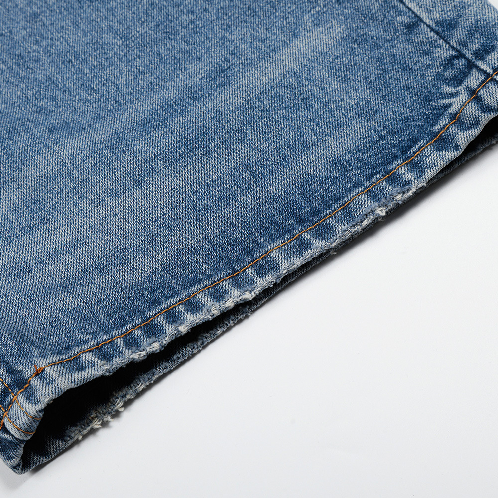 Men's High Street Trendy Ripped Washed Distressed Jeans Loose Fitting Casual Straight Leg Versatile Wide Leg Pants_mkmklike.com