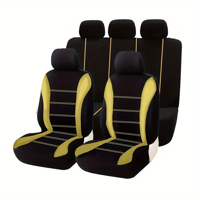 Universal seat cover, Seat Cover Set of 9 Pieces - yellow-front-single-seat-2-piece-set
