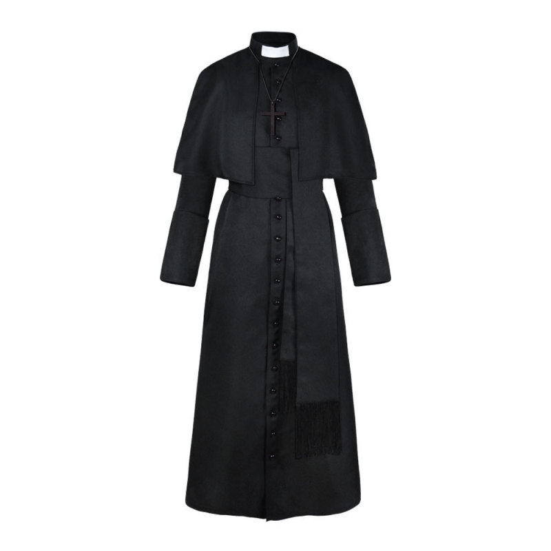 2023アマゾン純色牧師cos服ハロウィーン神父中世復古コスプレ衣装スポット|undefined
