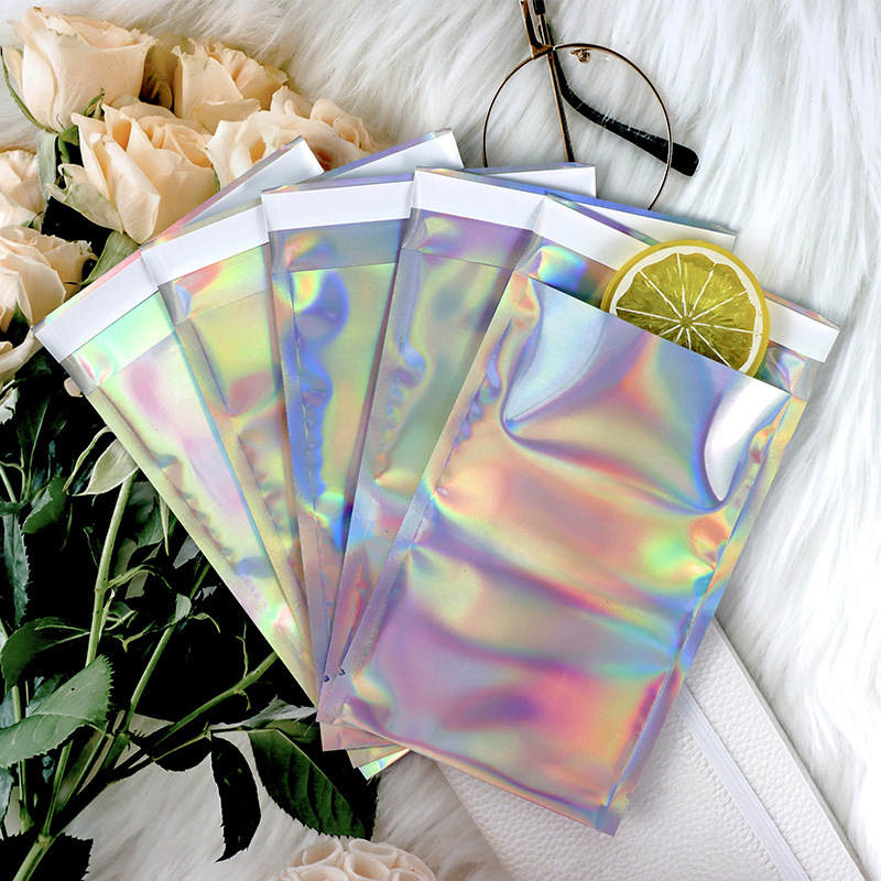 Bolsa de láser autoadhesiva logística expreso bolsa colorida autoadhesiva sobre bolsa de flash joyería bolsa pegajosa bolsa de embalaje de ropa