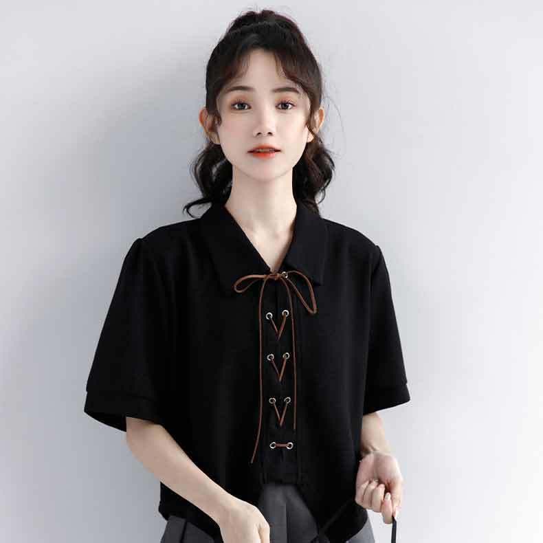 Spring apricot design short shirt