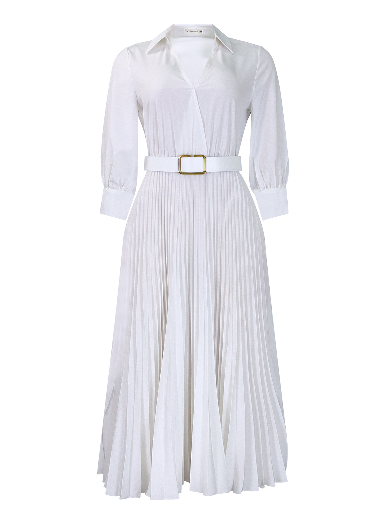 Women's Regular Dress Simple Style V Neck Belt 3/4 Length Sleeve Solid Color Midi Dress Business display picture 11