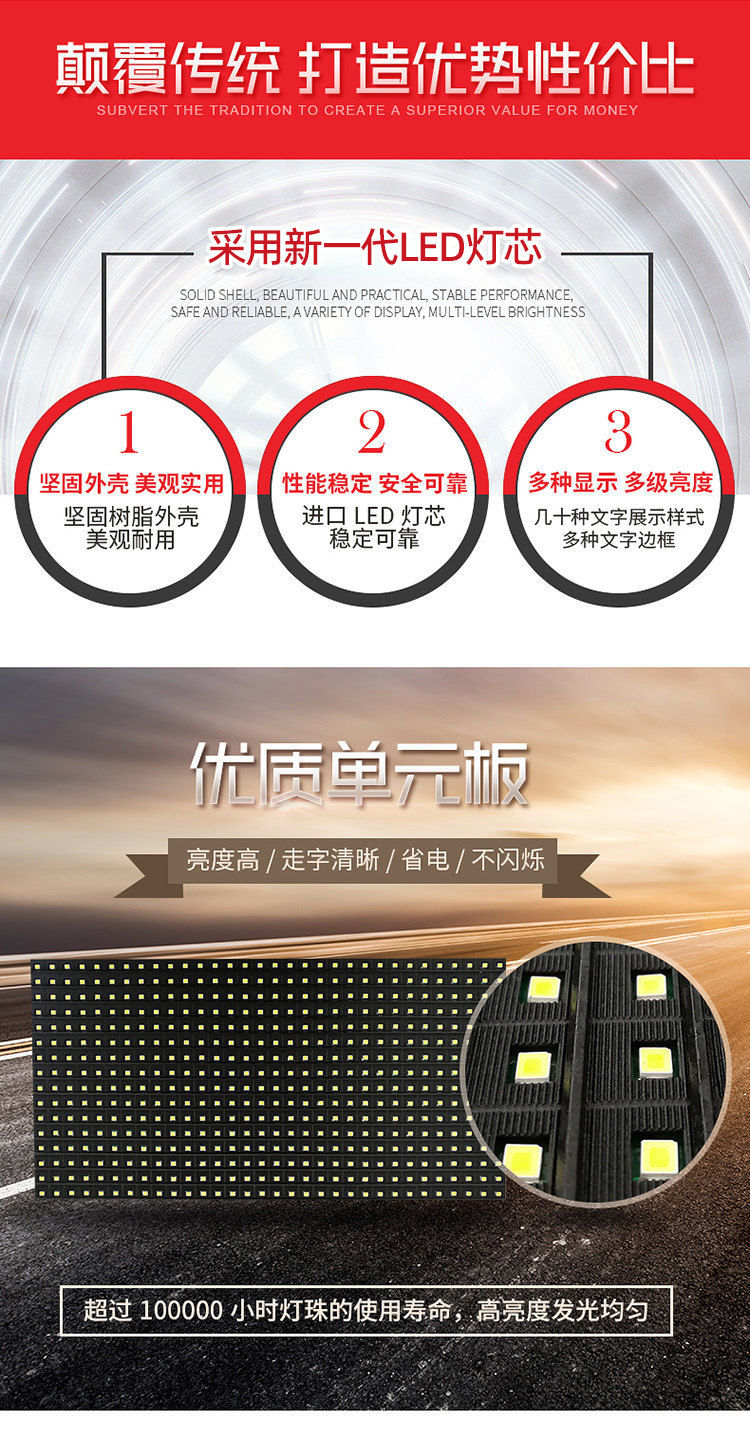 LED显示屏滚动字幕屏流动走字屏门头广告牌电子屏广告全彩屏防水-阿里巴巴